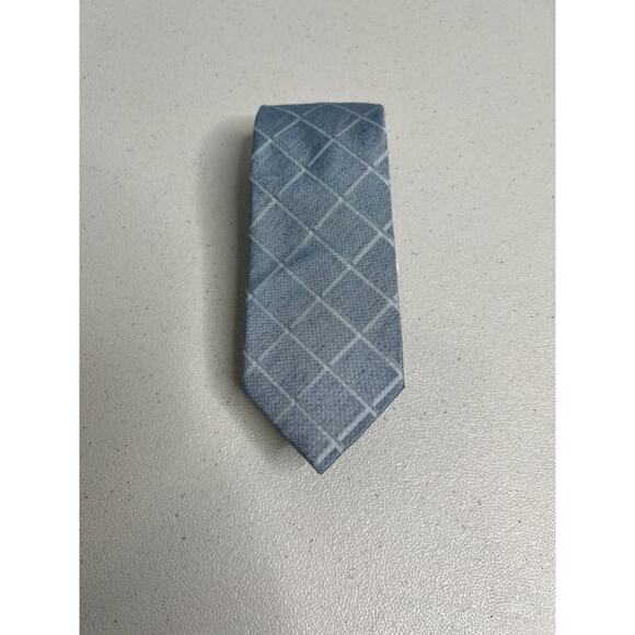 Calvin Klein Gray Plaid Pattern Silk Blend Slim Designer Tie NWT - Picture 1 of 7